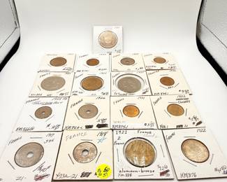 Lot #181 Vintage French Coin Collection – 1917–1937 France Francs & Centimes | Holed & Aluminum-Bronze World Coins