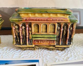 Lot #37 Framed Golden Gate Bridge Artwork with San Francisco Souvenirs & Ephemera Lot Including Cable from the Bridge!