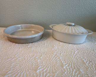 Lot #371 Bennington Potters 1883 Stoneware Baking Dishes – Covered Casserole & Round Baker