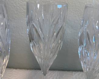 Lot #351 Set of Four Cut Crystal Champagne / Toasting Glasses – Elegant Vintage Stemware