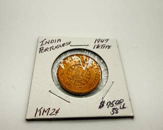 Lot #156 1947 Portuguese India 1 Tanga Coin – Estado da Índia | Goa Colonial Coin | World Coin Collectible