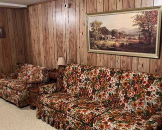 Sofa and Rocking Love Seat. Sofa 34"H, 83"W, 34"D. Rocking Love Seat 31"H, 52"W, 34"D