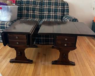 Side Tables with 2 drawers. 23"H, 18"W, with leaves open 32.5"W, 27"D