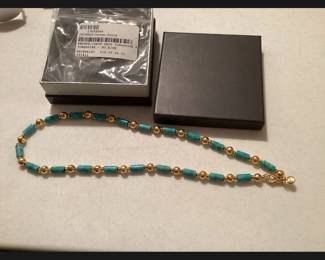 Turquoise Bronze Beaded Necklace $8.00