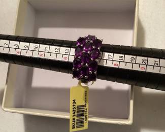 Size 7 Sterling Silver Purple Stones Ring $20.00