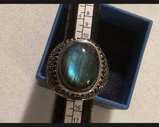 Sterling Silver Rainbow Labradorite Moonstone Spinel Size 6 $32.00