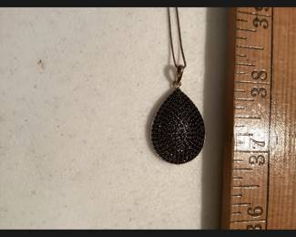 Sterling Silver Black Spinel Pendant with Chain $32.00