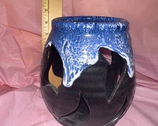 Blue and Black Candle Holder $6.00