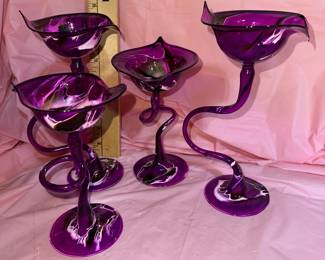 Blow Glass Swirl Candle Holders $40.00 Set