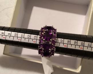 Sterling Silver Size 7 Multi Purple Stone Ring $20.00