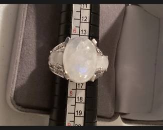 Sterling Silver White Stone Ring Size 7 New $28.00