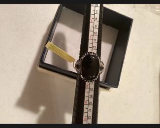 Sterling Silver Size 7 Large Black Stone Ring $20.00