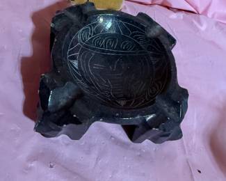 Black Carved Stone Ashtray $8.00