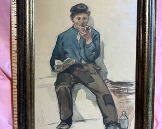 Man Eating Lunch Watercolor $26.00