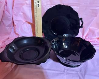 3 Black Glass Pieces $24.00