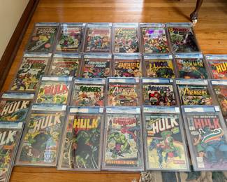 Graded comics are being sold as a complete set and are not available for separate pricing."  There is about 80 graded  Comics available. Please see more pictures below.