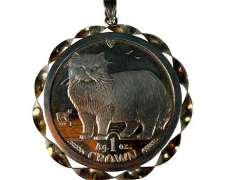 Isle of Man 1989 pt999 Silver 1oz Silver Cat Coin Pendant