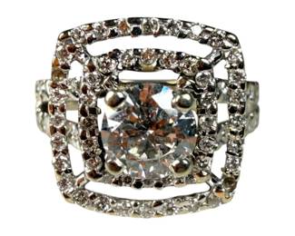 14K White Gold Diamond Double Halo Ring