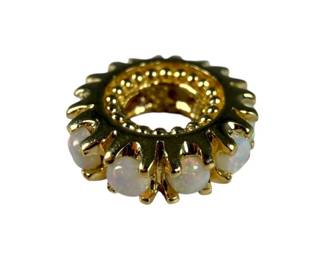 14K Yellow Gold Genuine Opal Rondelle Bead