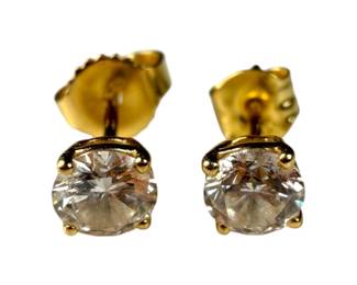 14K Yellow Gold One Half CTTW Round Diamond Stud Earrings