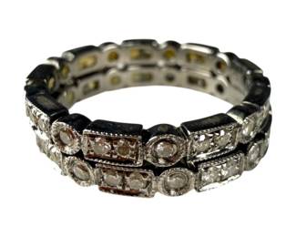 Pair of Two 10K Oxidized White Gold Diamond Eternity Bands