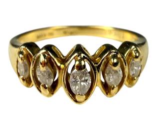 14K Yellow Gold pt27 ct Diamond Marquise Ring