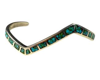 Sterling Silver Crushed Turquoise Inlay Cuff Bracelet