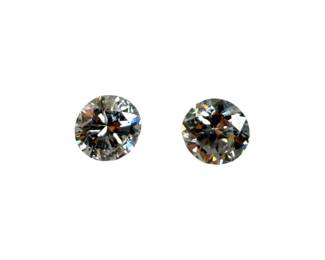 Pair of Genuine Round Brilliant Diamonds pt74 CTTW