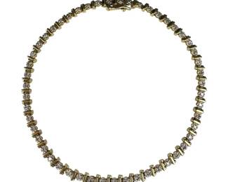 14K Yellow Gold Diamond Bar Tennis Bracelet