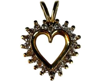 10K Yellow Gold Diamond Heart Pendant