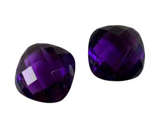 Pair of Genuine 7pt8 CTTW Cushion Amethyst Loose Gemstones