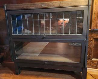 Lawyers Bookcase 2 stack leaded glass