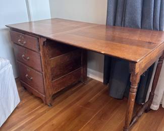 Antique oak drop leaf sewing table