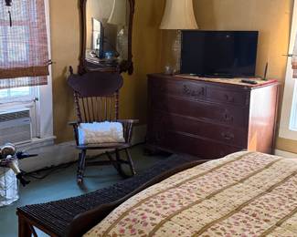 Antique Mirror, Antique Rocker, Antique dresser 