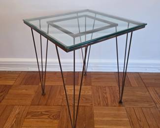Unique Copper & glass Hairpin leg table