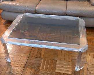MCM Lucite & Glass Cocktail Table