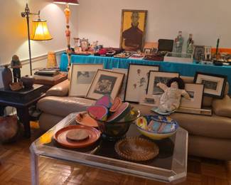 MCM Lucite & Glass Coffee Table, vintage art