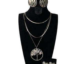 2 925 Sterling Silver Chain Necklaces / Earrings * Quartz Pendant * Brighton Clip Earrings
