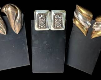 3 Pairs Sterling Silver Clip on Earrings * Brighton *
