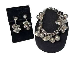 Jingle Jangle Silver tone Bells Bracelet * Clip on Earrings Set
