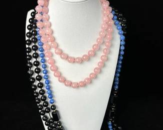 4 - 30” Glass Beads Long Necklaces * Black * Blue * Pink
