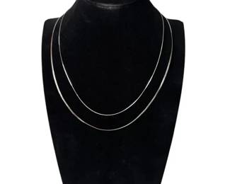2 Italy Necklace Chains * 14K White Gold 1.94g * 925 Sterling Silver 2.96g

