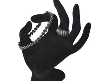 Italy 925 Milor Sterling Silver Link Bracelet * Dome Ring 15.94g Total Weight
