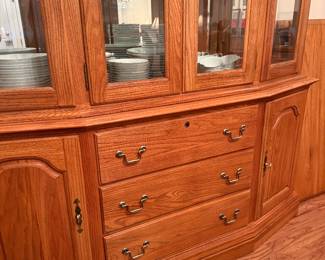 	#13	Kincaid Oak Lighted 2 piece Cabinet 65x17x80	 $150.00 				