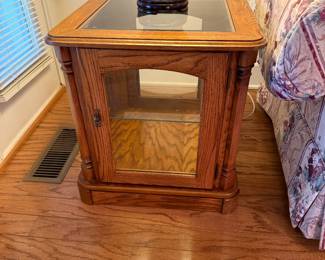 	#2	Oak Glass Front Side Table 20x21	 $40.00 				