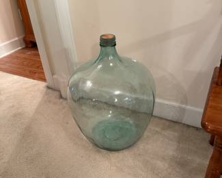 *	#64	Vintage Large Glass Green Jar	 $20.00 				