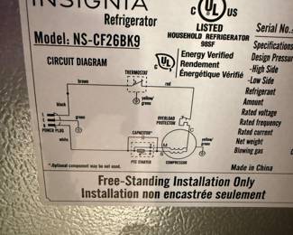 	#60	Insignia Mini Refrigerator #NS-CF26BK9	 $75.00 				