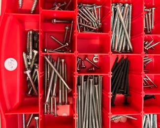 UNBELIEVABLE AMOUNT OF SCREWS, BOLTS, NALIS…..very organized!