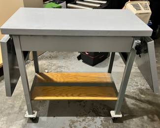 Utility table with side extensions on castors and bottom shelf!