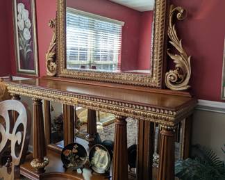 Console table with back and top mirror
